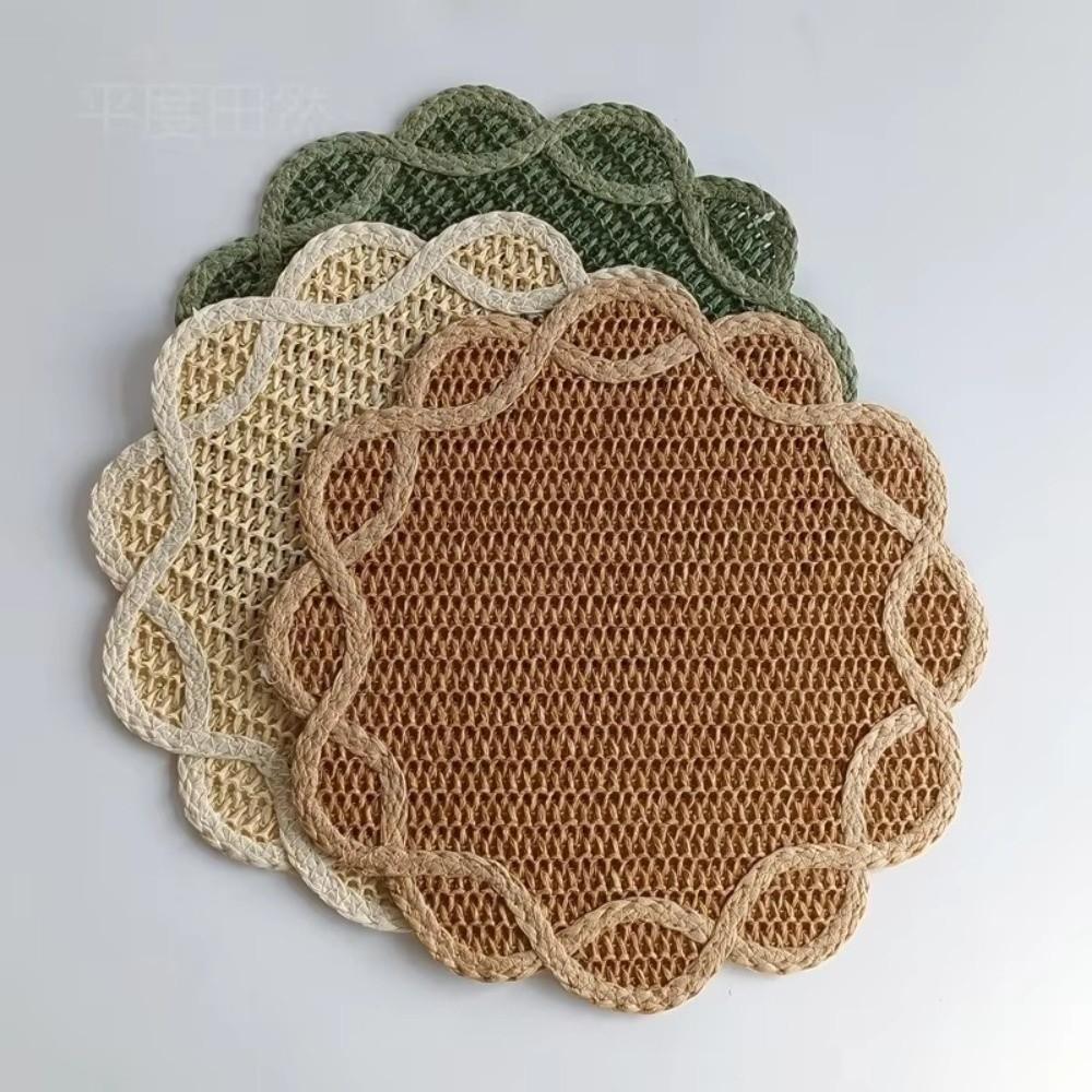 Heat Insulation Paper Woven Placemat Flower Shaped Home Decor Placemat  For Photo Prop