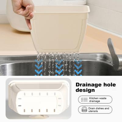 Sink Mount Kitchen Drainier Suction Cup Basket Large Capacity Simple Installation Kitchen Sink Cutlery Drainer Utensil Strainer