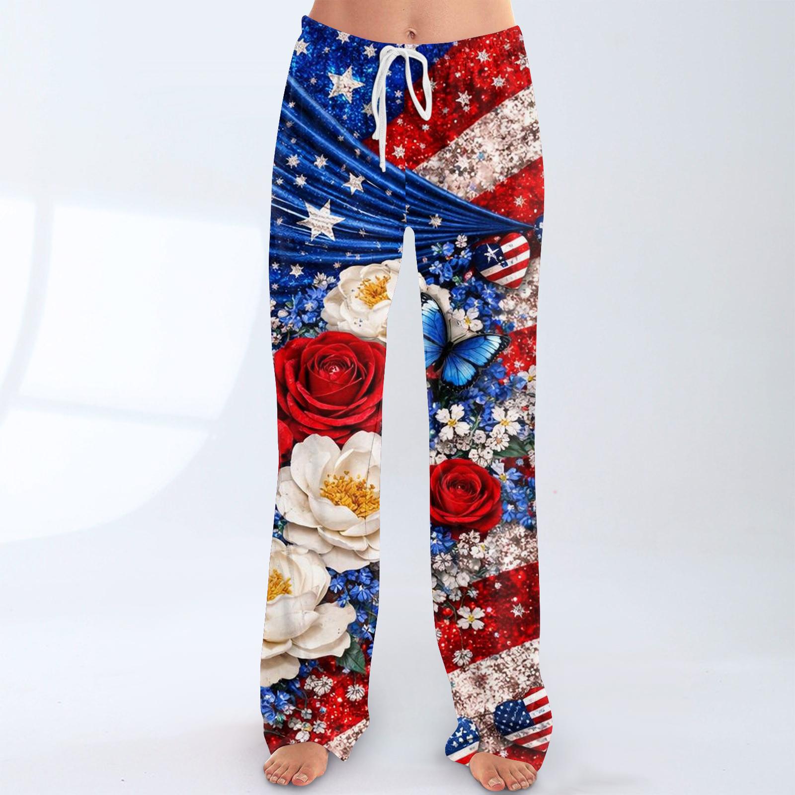

Women s Fashion Loose-Fit Drawstring Elastic Waist Casual Printed Pants XXXL