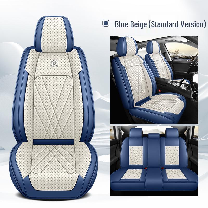Premium Nappa Leather Car Seat Cushion, Stain-Resistant, Breathable, Full Coverage for All Seasons
