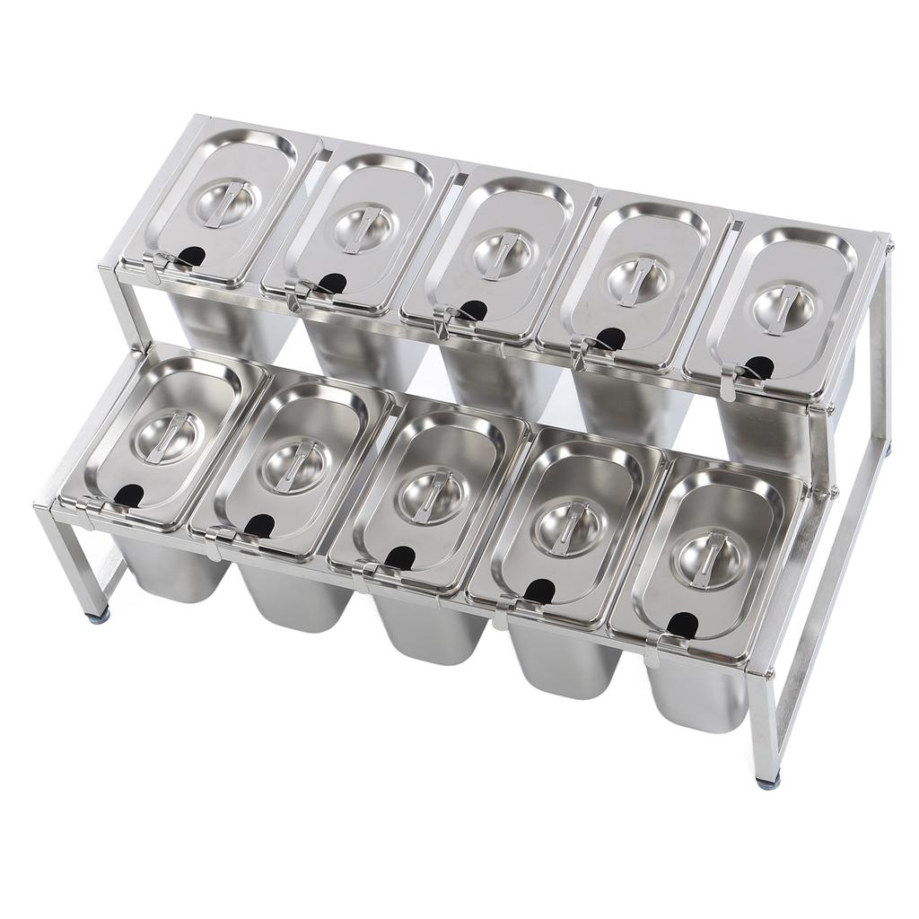 Telescopic Condiment Dispenser Dual Layers Stainless Steel Jam Pot Rack for Milk T Shop Household