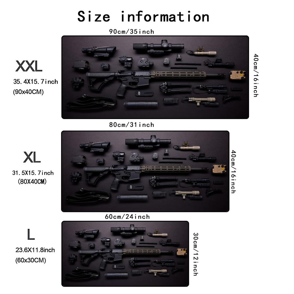 Cool Gun parts assembly Mouse Pad Office Large Desk Mat Computer Laptop Keyboard Pads Gaming Mousepad Non-Slip Cushion 900X400MM