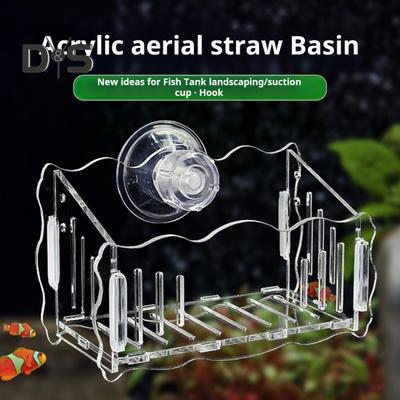 Aquarium Pflanzenhalter Hängender Pflanzentopf mit Saugnäpfen Klarer Acryl Wasserpflanzentopf Blumenständer
