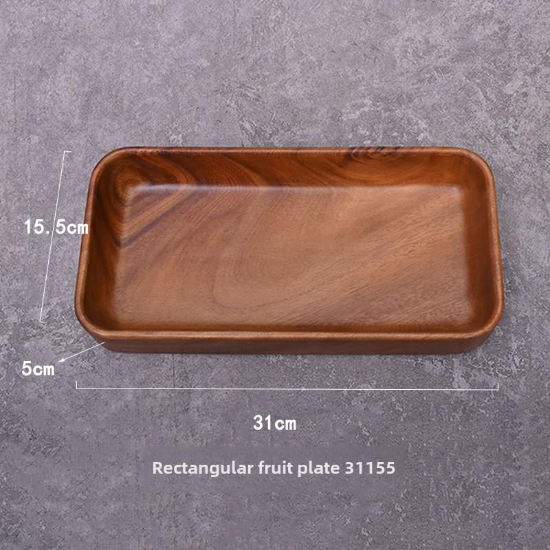 Round Wooden Grid Plate Universal Fruit Gossip Wooden Plate Simple Walnut Plate
