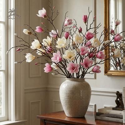 Large Artificial Magnolia Flower Real Touch Realistic Faux Magnolia Branch Plastic Handmade Simulation Big Magnolia Living Room