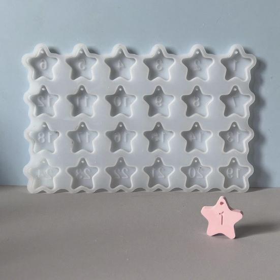 Gwiazda Odliczania do Świąt Bożego Narodzenia Forma Silikonowa z Zawieszkami z Numerami Forma Epoksydowa do Rękodzieła z Żywicy i Etykiet na Prezenty Elastyczna Forma do Pieczenia DIY na Dekoracje Świąteczne