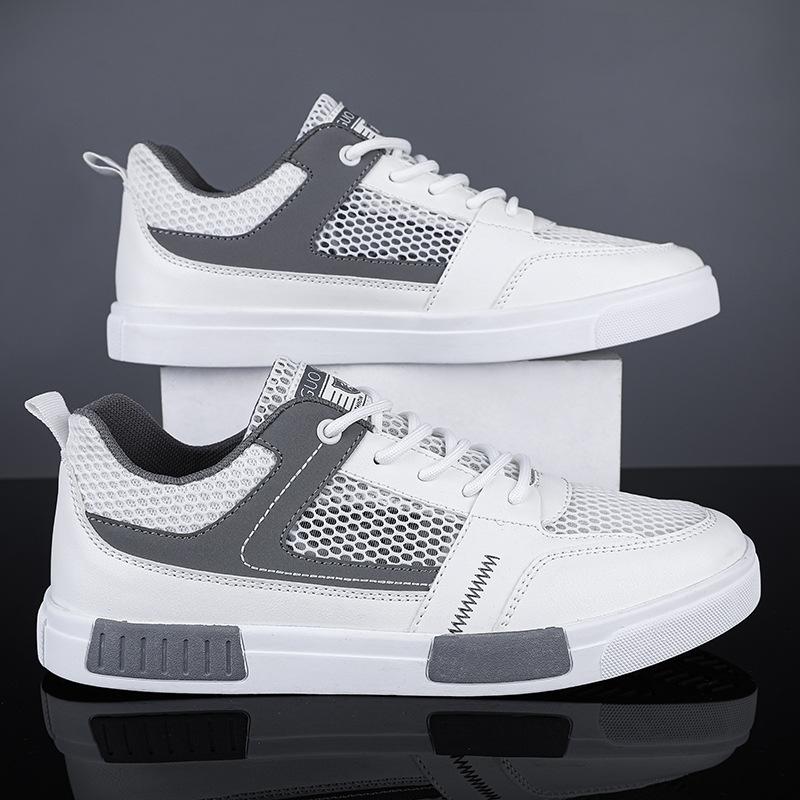 Men's Shoes Spring Breathable Thin Mesh Hollow Mesh Shoes Casual Lightweight Little White Board Shoes Sports Mesh Shoes