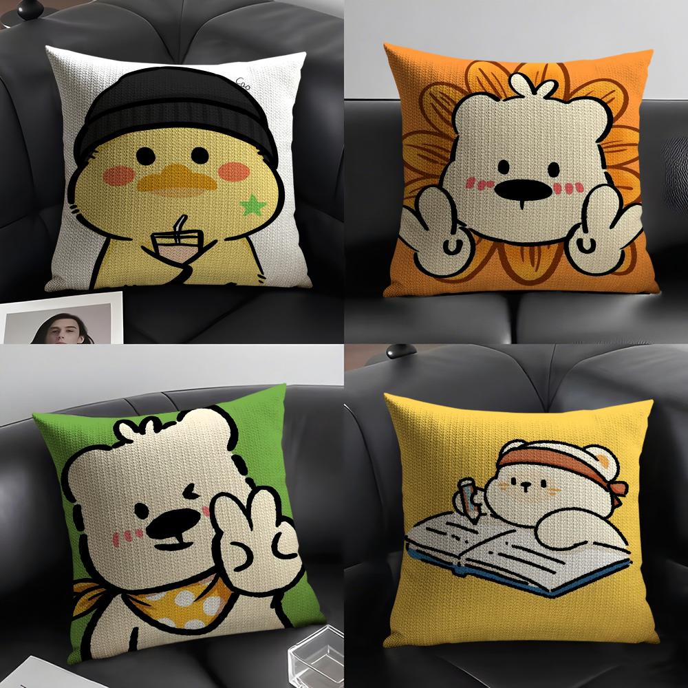 Funny Interesting Polar Bear Illustrations Pillow Case Home Living Room Decoration Linen Pillowcover Pillow Cases Cushion Cover