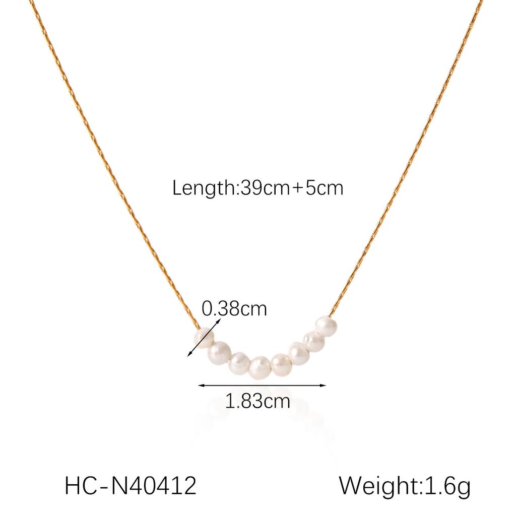 French Vintage Freshwater Pearl Necklace Beaded Choker Light Luxury Titanium Steel Necklace Non Fading