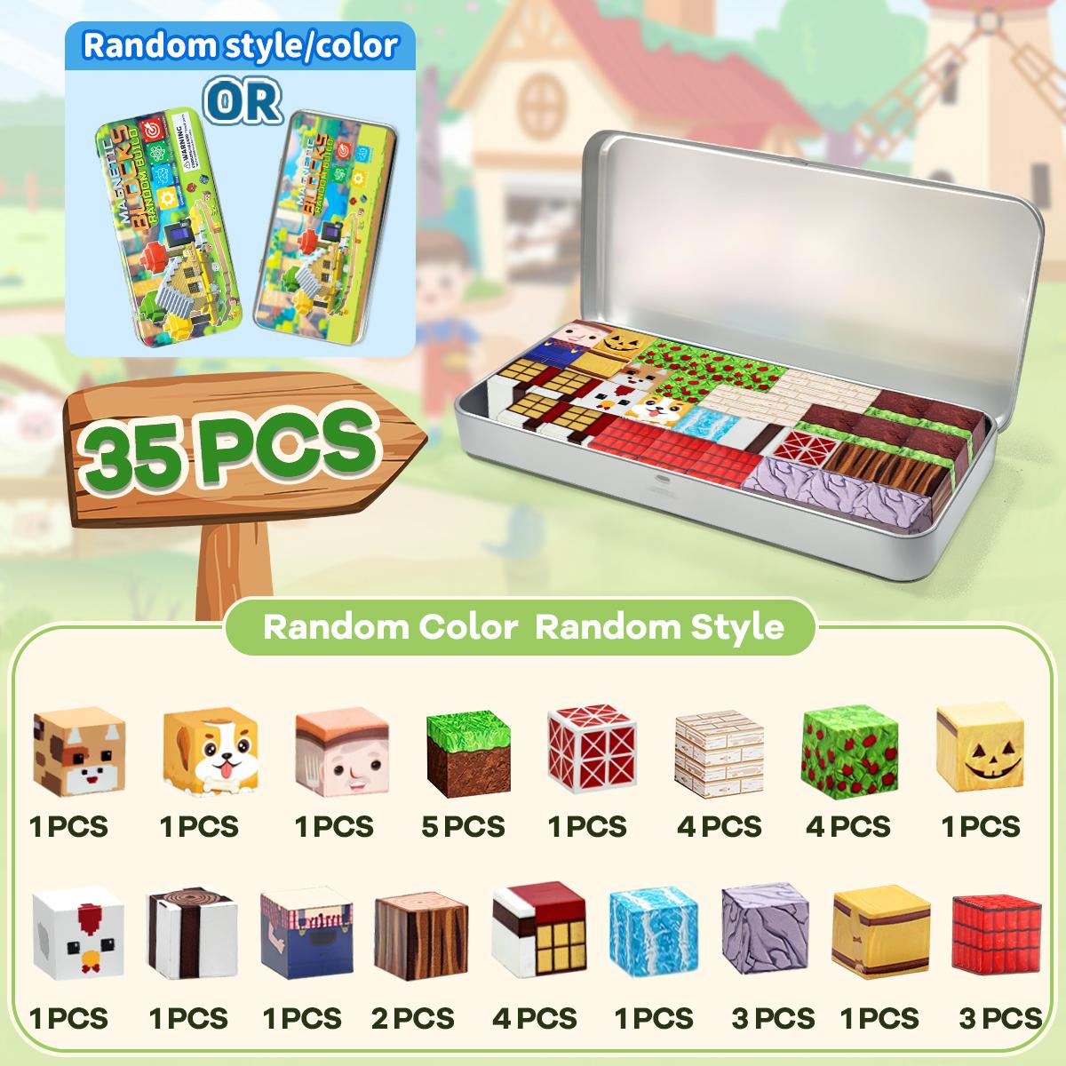 

35 шт. Магнитные строительные блоки Набор «Ферма» для возраста 3+ Модель «Сделай сам» Детская STEM развивающая сенсорная игрушка с железной коробкой