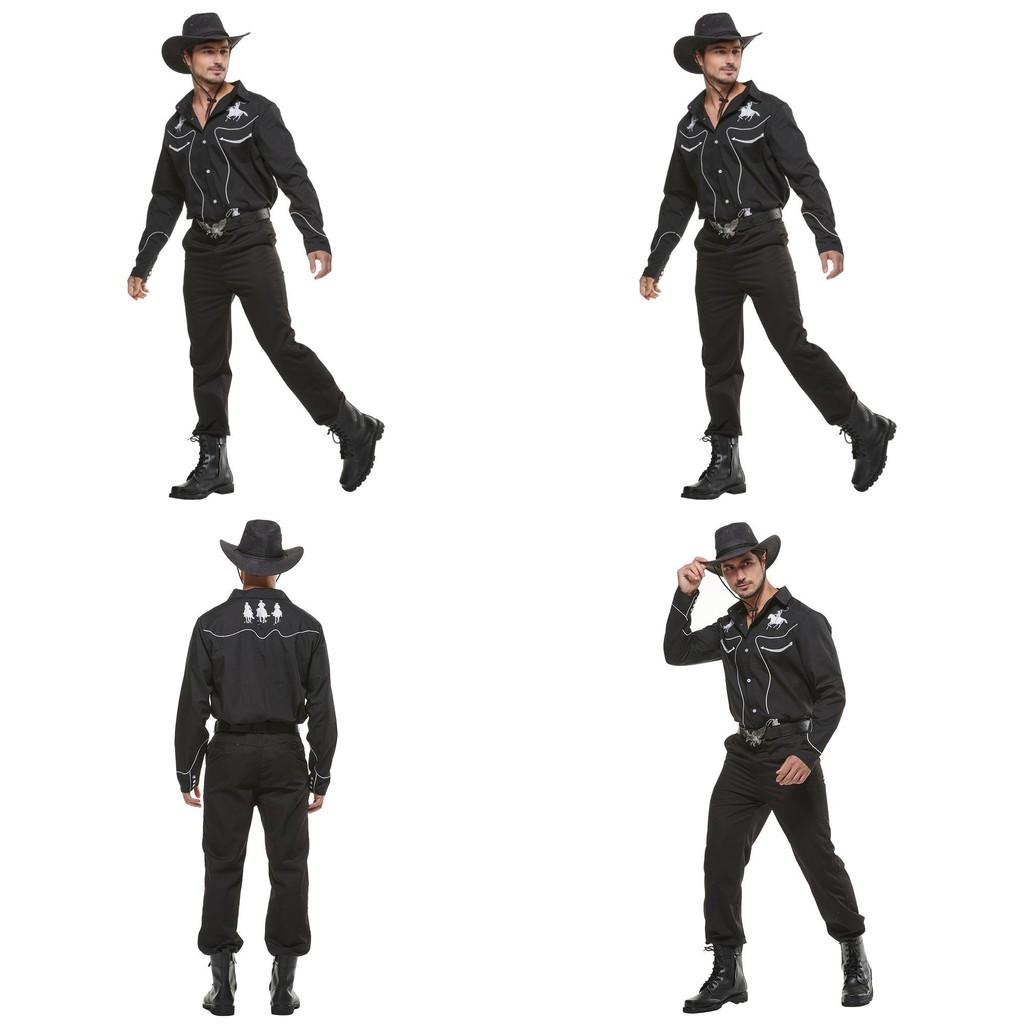 Western Cowboy Shirt Costumes For Halloween Party With Polyester Fabric For Men