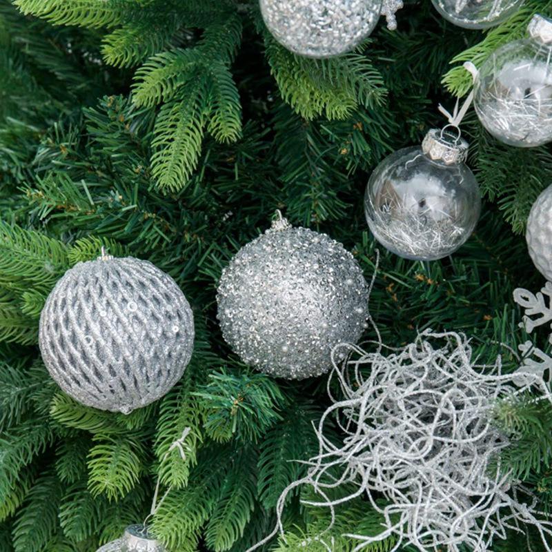 12Pcs 8cm Christmas Tree Balls Ornament Big Glitter White Red Xmas Tree Hanging Pendant Decoration For Home 2025 New Year Gift