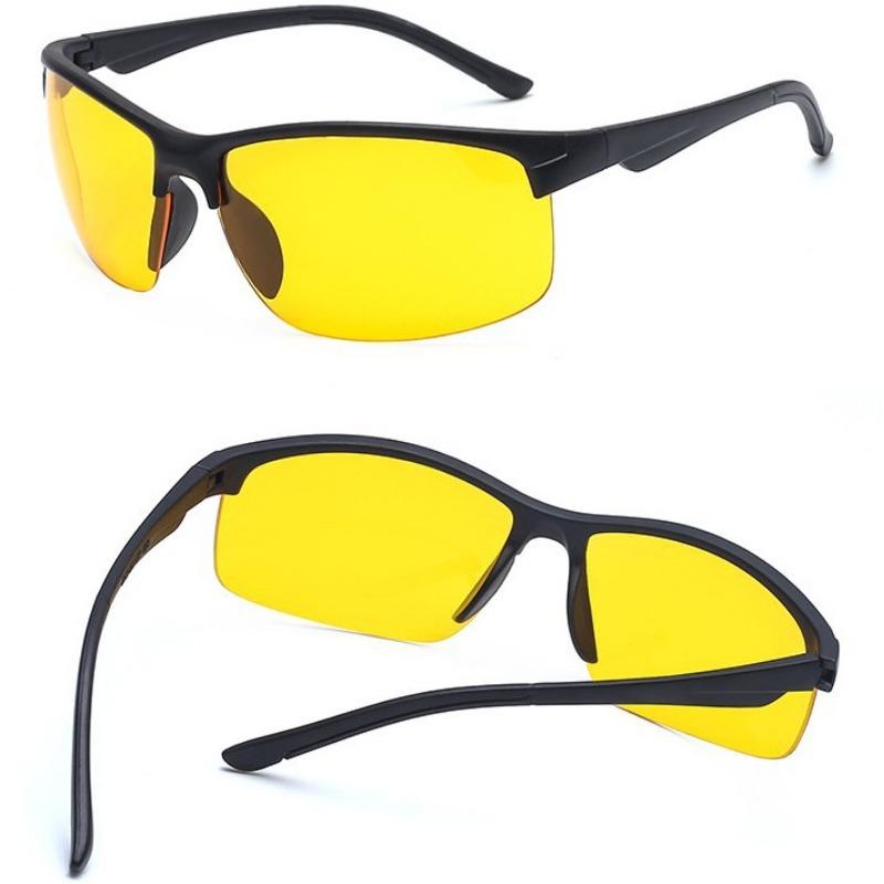 Men Night Vision Glasses for Driving Yellow Glasses PC Frame Sunglasses Outdoor Glasses To Handle At Night Anti Glare Gafas