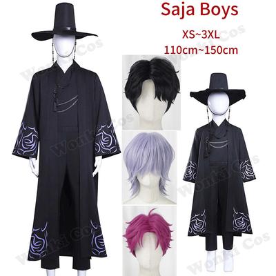 Dämonenjäger Saja Boys Cosplay Kostüm Bühnenauftritt Schwarze Outfits mit Hut Mystery Abby Jinu Rollenspiel Halloween-Kostüme
