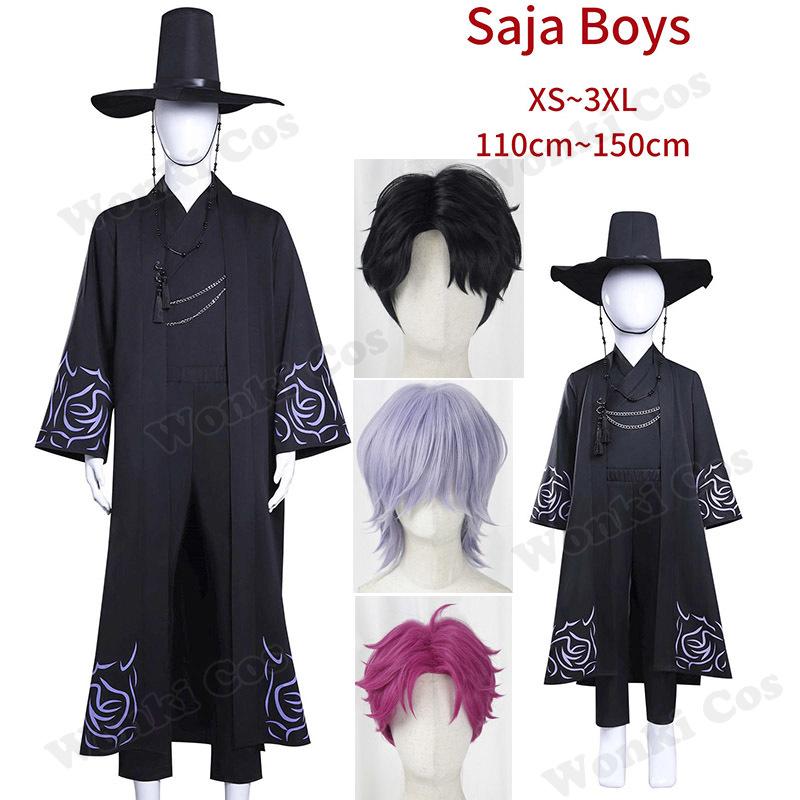 Kostým lovce démonů Saja Boys Cosplay Kostým Scénické vystoupení Černé oblečení s kloboukem Mystery Abby Jinu Role Play Halloweenské kostýmy