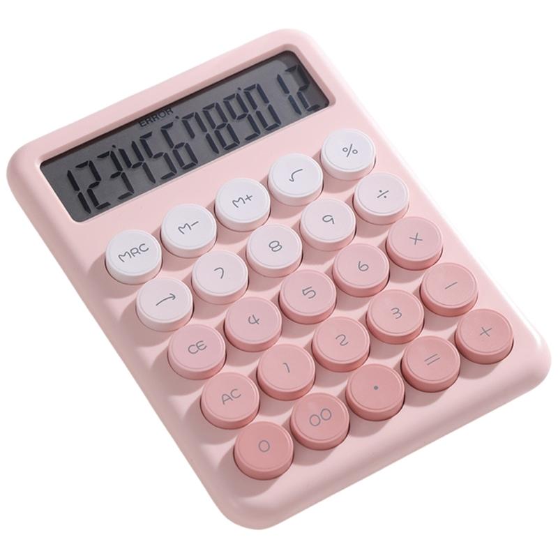 

Cute Design 12Digit Desktop Calculator With Easy To Read Screen And Quiet Key For Quiet Environment for Students розовый