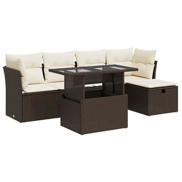 VidaXL Salon de jardin avec coussins 6 pcs marron résine tressée 3326144