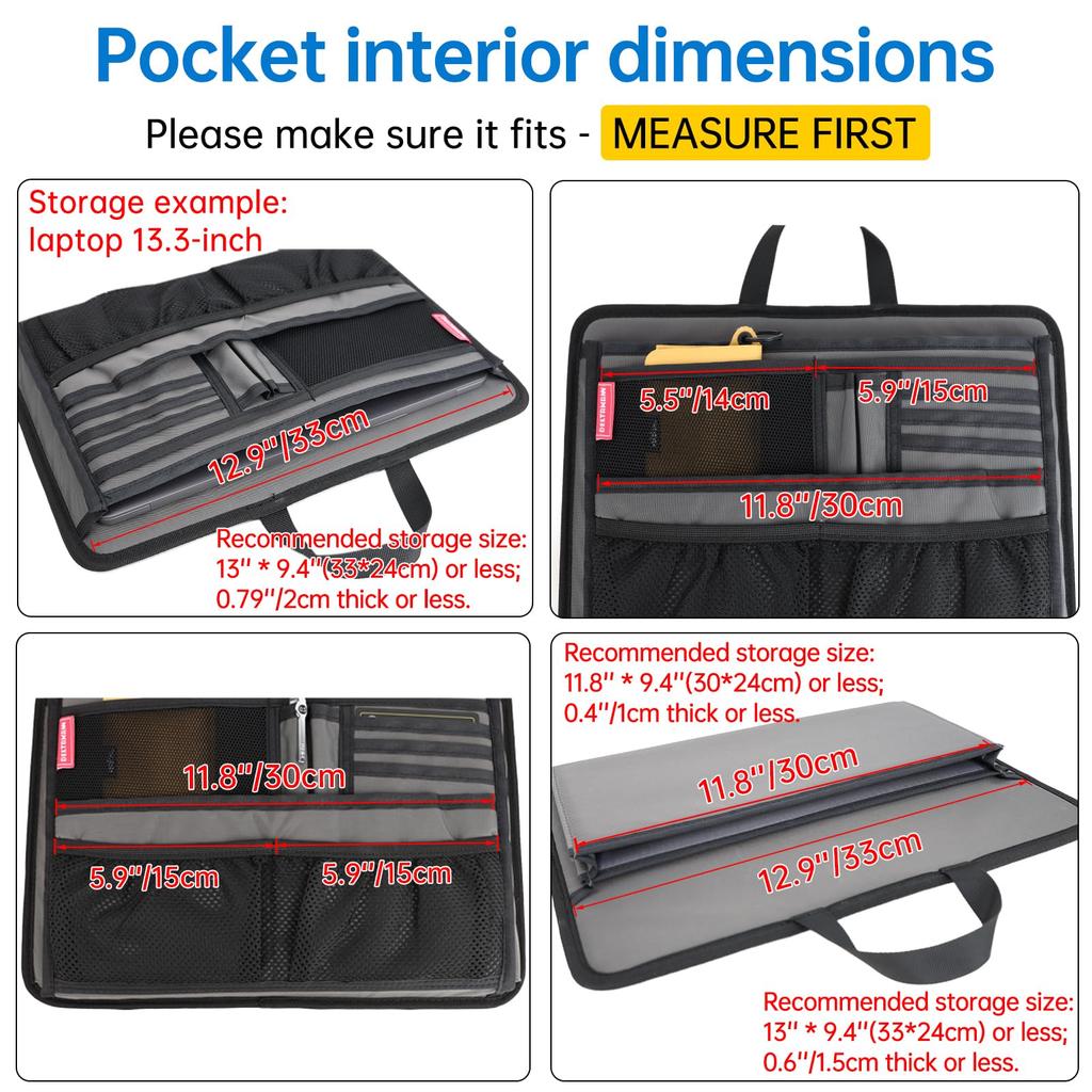 Briefcase Messenger Tote Bag with Sturdy Organizer Inserts for Laptop, iPad, Computer, Notebook, Documents, Black, 2XL
