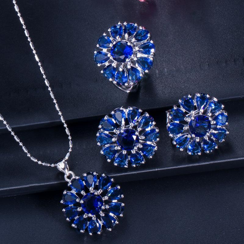 Ki0018 Jewelry Bridal Jewelry Set Zircon Necklace Earrings Ring Set