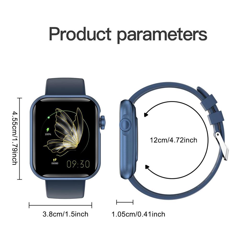 Smart watch, QTLLBT, sports, message reminder, answering calls, sports date alarm, weather forecast tracker, multi-function square watch dial