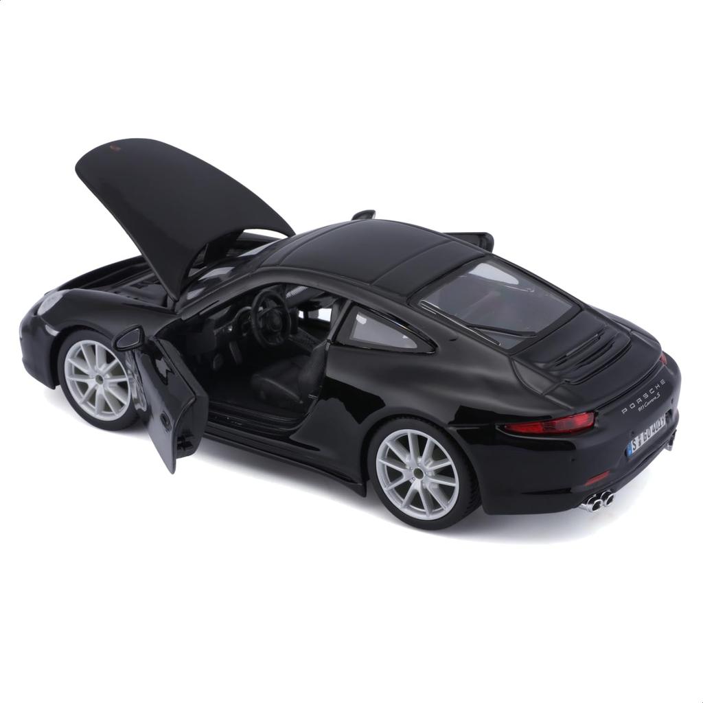 Bburago Měřítko Porsche 911 Carrera S Černý Kovový Model Hotový BK 1/24 / Auto, Produkt, 18-21065 [Použité]
