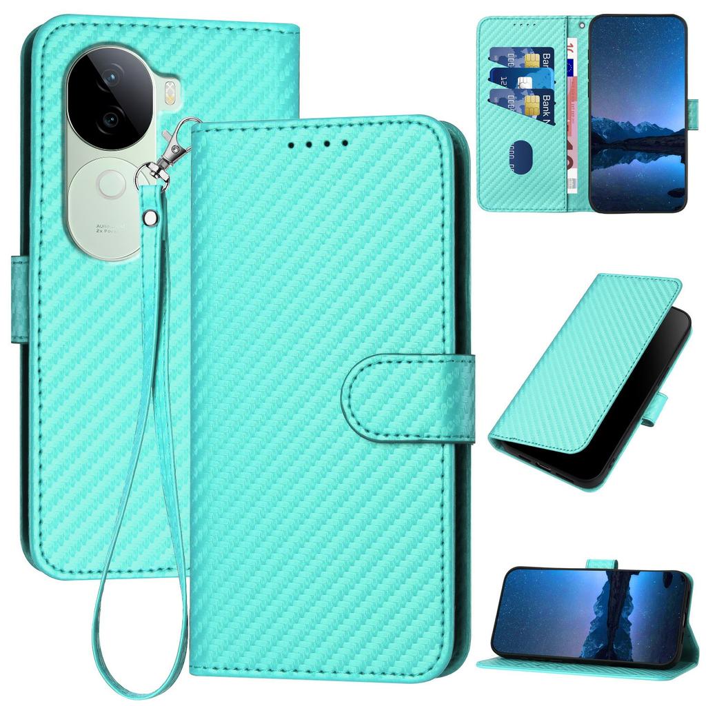 YX0070 For Vivo V40e 5G/iQOO Z9s 5G Wallet Case Carbon Fiber Texture Leather Cell Accessories Phone Cover