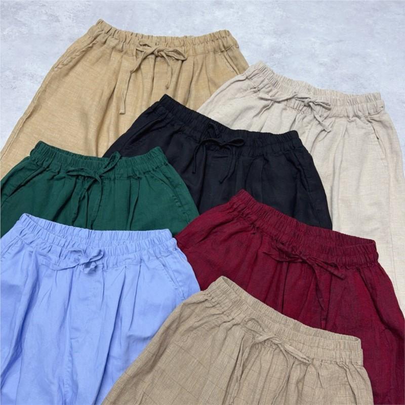 Johnature Japanese Summer Solid Color Comfortable Casual Elastic Waist Women Shorts