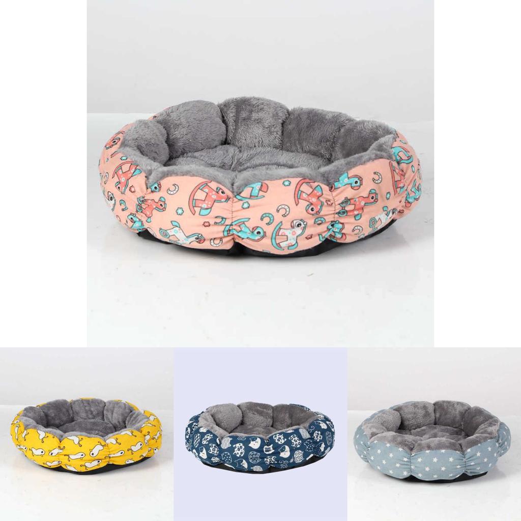 Kulatý pelíšek pro psy a kočky s designem kachničky a hvězd pro domácí použití