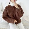 Red Sweater Coat Knitted Cardigan Women's Autumn Winter Loose Cable Knit Vintage Gentle
