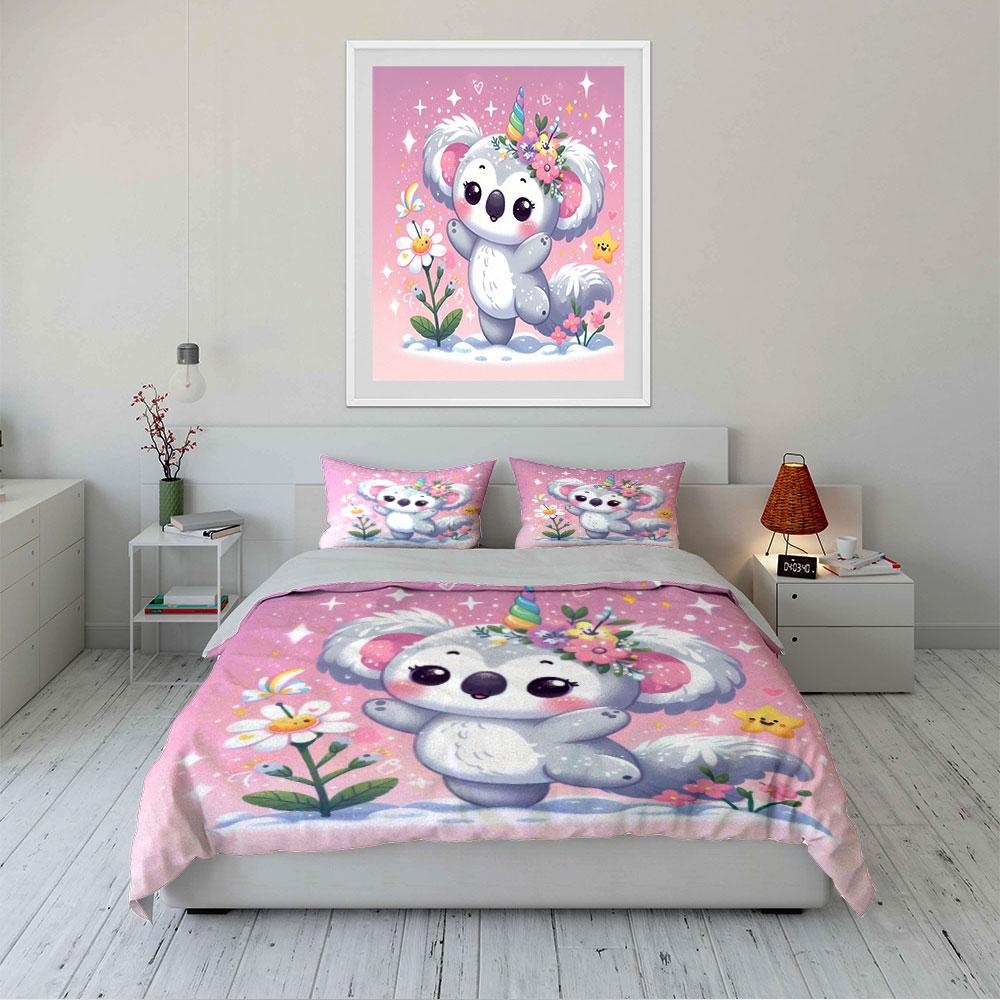 Süßes Koala Einhorn Bettwäsche Set Bettwäsche Bettbezug Set Bettbezug Kissenbezüge (1 * Bettbezug 2 * Kissenbezüge, ohne Bettdecke)