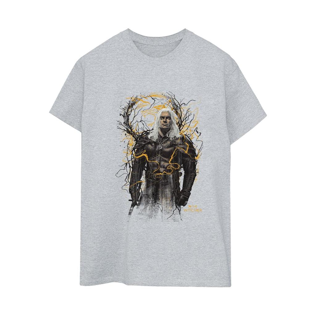 Netflix Womens/Ladies The Witcher Wolf Cotton Boyfriend T-Shirt