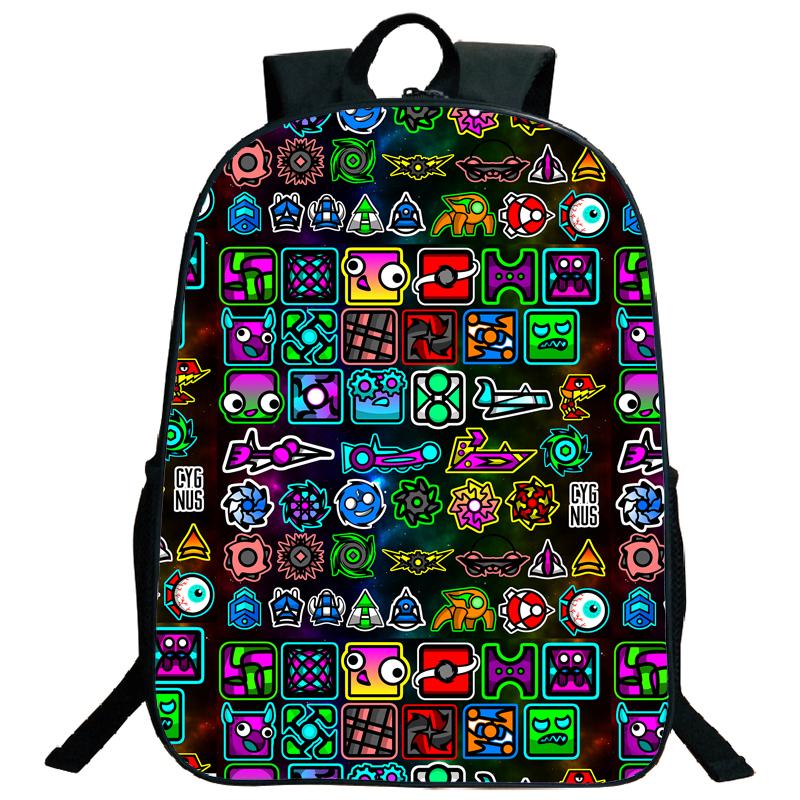 Wütende Geometry Dash Rucksäcke für Mittel- und Oberstufenschüler, Freizeitrucksäcke mit großem Fassungsvermögen, Weihnachtsgeschenke