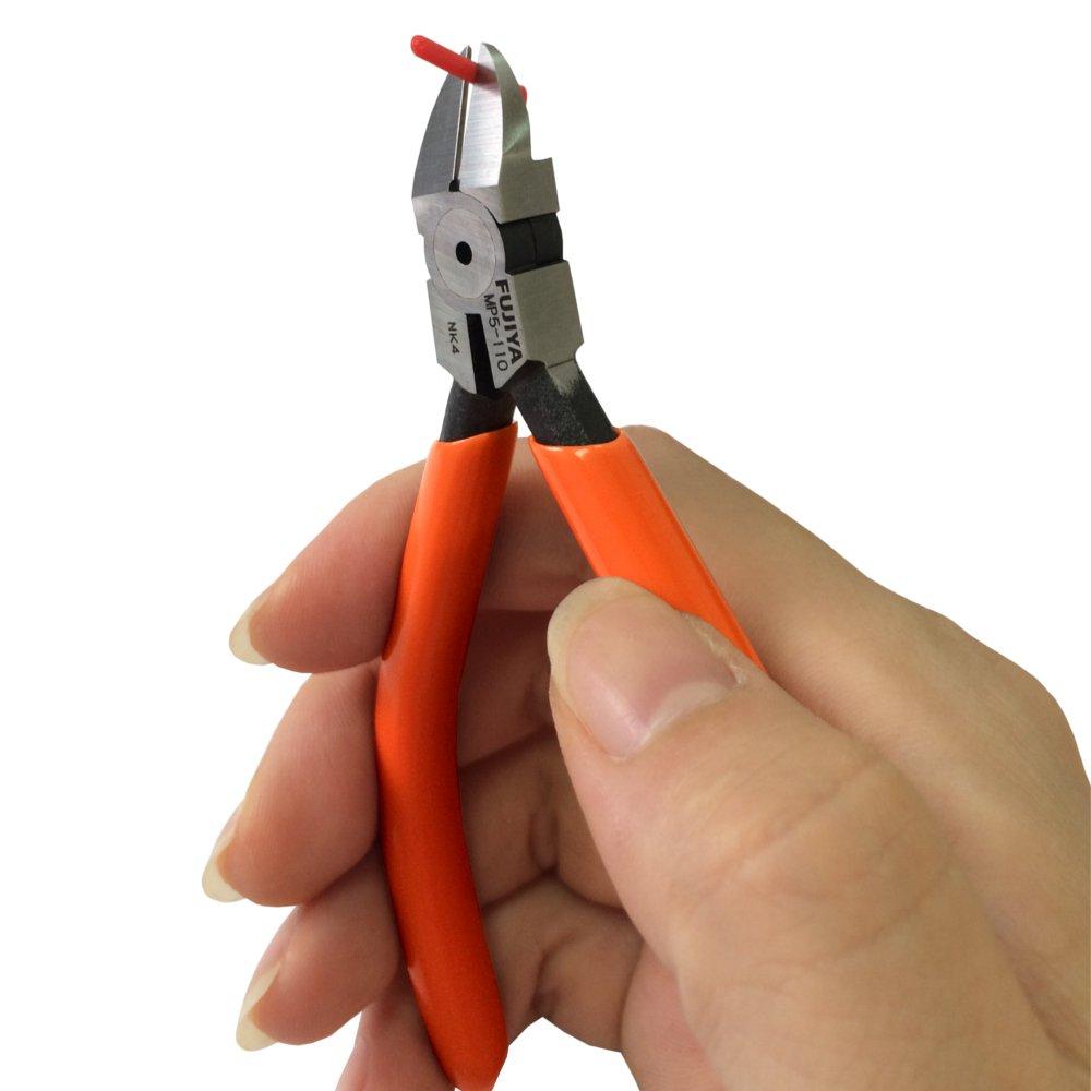 Fujiya MP5-110 Plastic Nippers (Small, Spring-Loaded) 110mm with Mirror-Finished Blades for Sharpness