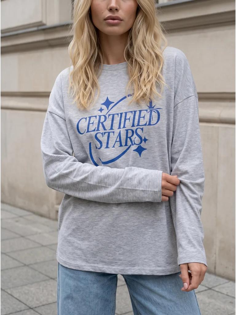 T-shirt da Donna a Maniche Lunghe Monocolore Girocollo Vestibilità Aderente Top Basico Primavera Autunno Maglietta Casual