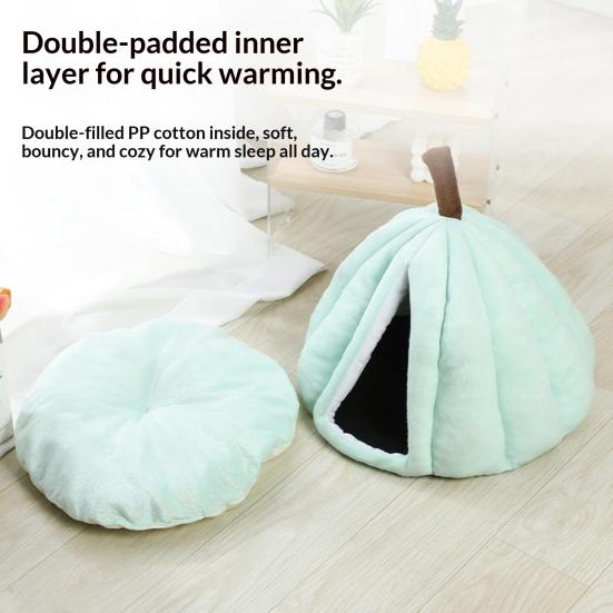 Dýňové kočičí pelíšek s odnímatelným omyvatelným polstrovaným polštářkem Zimní teplý Malý střední Pes Kočka Domácí zvířátko Jeskyně Dům Vnitřní Kotě Štěně Spací hnízdo