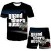Summer Children Game GTA 5 Clothes Sports Clothes For Baby Girl Boy Tshirts 2 Piece Set Kids Baby Children 1-14 Years Clothing