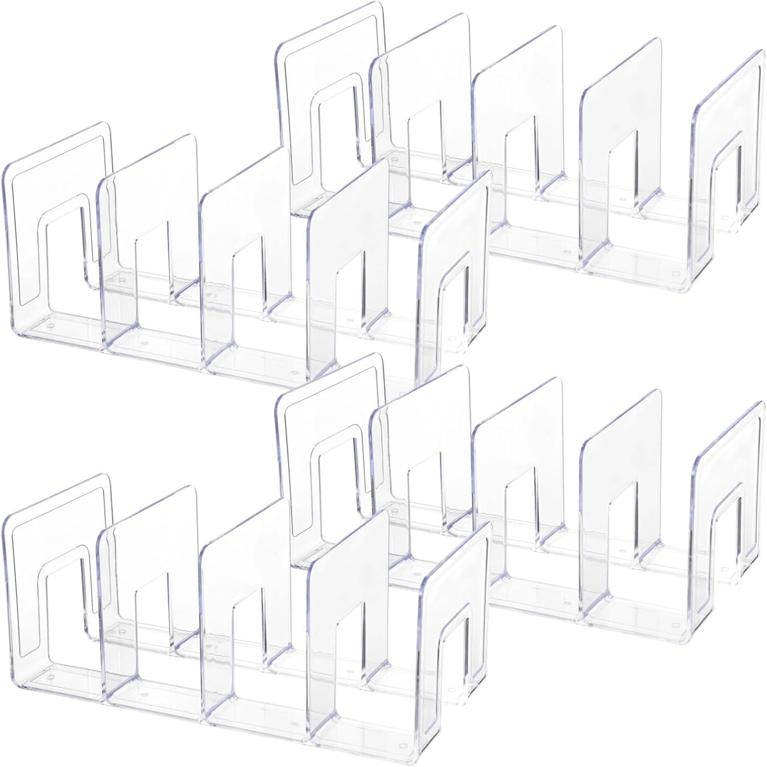 

4Pcs Acrylic Book Organizer, Clear Desktop Book Organizer, File Sorter, Purse Handbag Binder Holder, Book Stands for Office,Home чистый