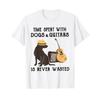 Time Spent with Dog and Guitars Is Never Wasted Saying T Shirt for Girls Kids Vintage Washed Stretched Breathable Homme Unisex