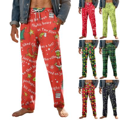 Calças de pijama macias para casa masculinas com cordão e bolsos Calças esportivas casuais