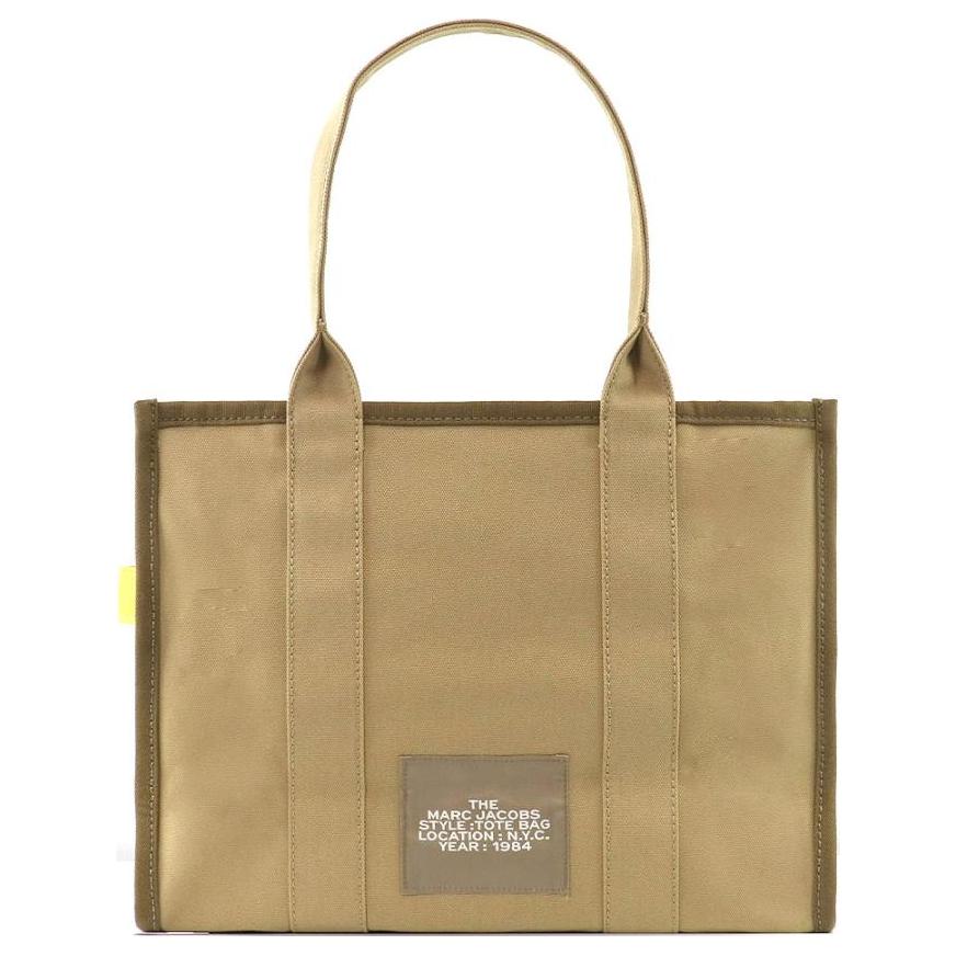 Marc Jacobs Logo Zip Closure Cotton Tote Bag Shopping Bag Shoulder Handbag Women tote Beige Green H073M01RE21-373