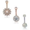 3Pcs/Set Stainless Steel  Opal Belly Button Rings Navel Piercing Jewelry