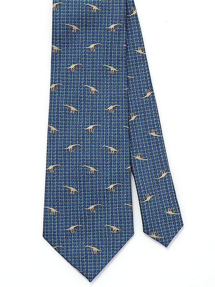 [COLORATA] Colorata Brachiosaurus Necktie (145 x 8.5 cm  Blue  Small Pattern  100% Silk  Jacquard Weave) Animal Dinosaur  Gift Present