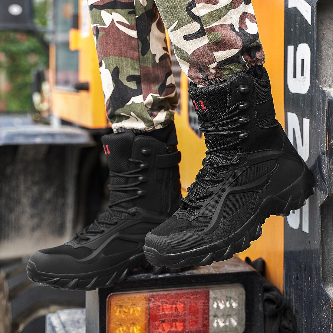 Men s Tactical High-Top Combat Boots: Outdoor Desert Marine, Large Size, Four Seasons 44 чёрный