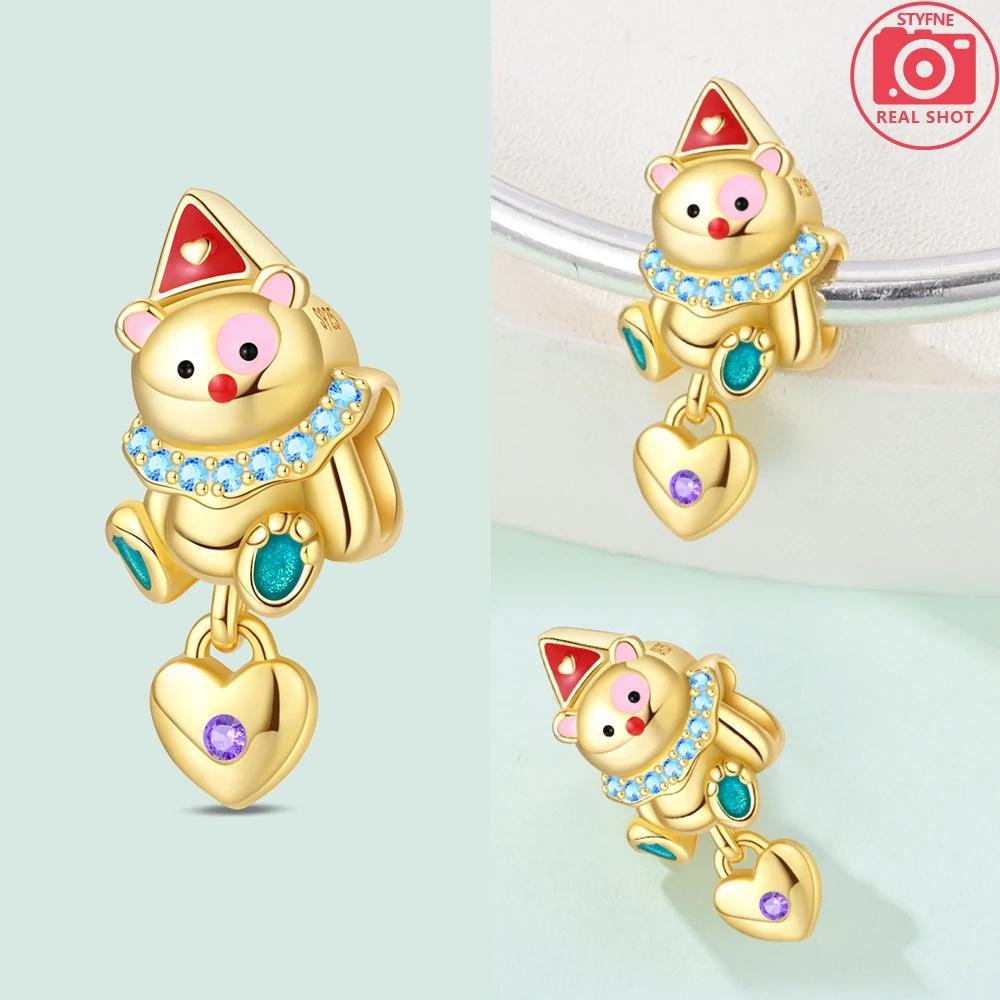 Copper Metal Charm Bead Components Pink Gold Bear High Quality Fine Jewelry Craft Making Rose Heart Bead Components Designed For Bracelets Pendant