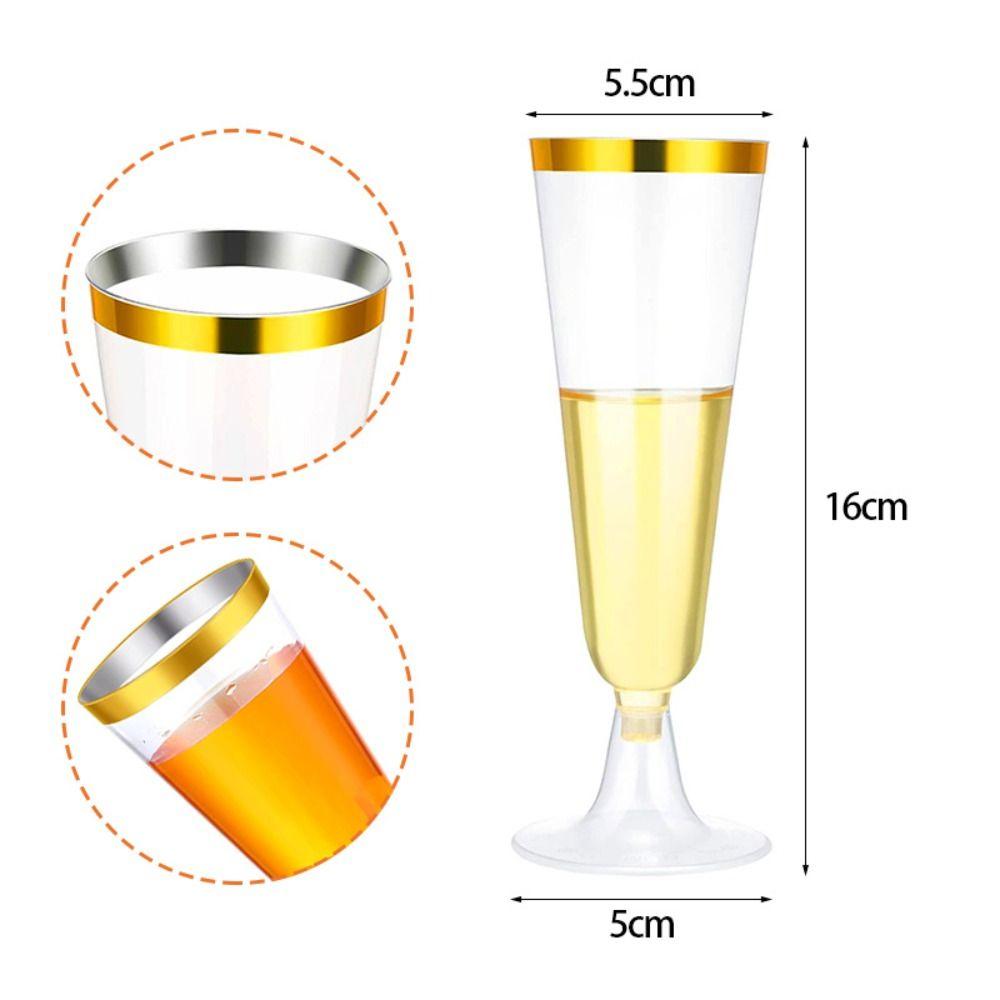 10pcs Durable Champagne Glass Clear Red Wine Glass Plastic Champagne Flute Goblet  Party Favors