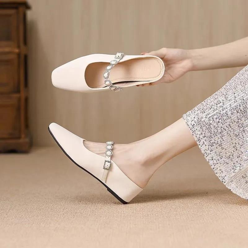 Silver Toe Cover Women's Sandals Half Slippers Summer Outdoor Wear 2026 New Style High-End Sensation Increased Height Indoor