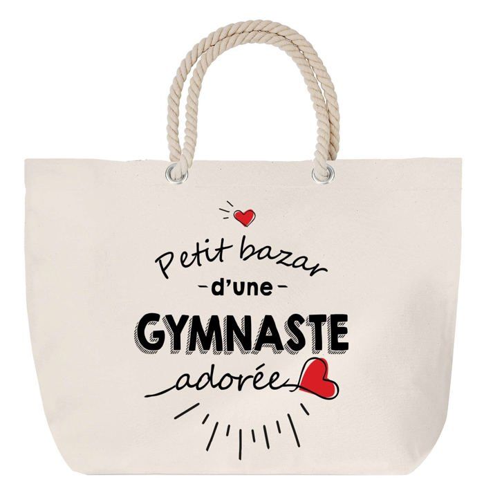 Sac de plage anse corde - PLANETEE - Gymnaste (humour) - Coton - Grand format - Fabriqué en France