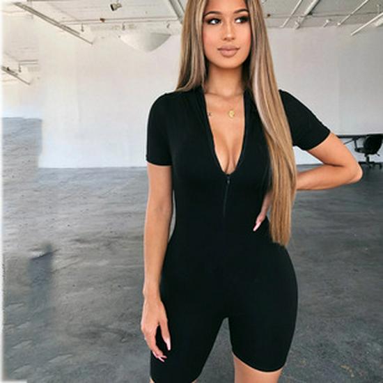 2023 European & American Style Women's Solid Color One-Shoulder Sleeveless Sexy Jumpsuit