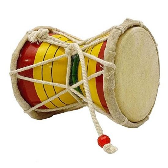Shape Round Damru Musical Instrument, Mahadev Puja, Kirtan, Bhajans of Good Quality