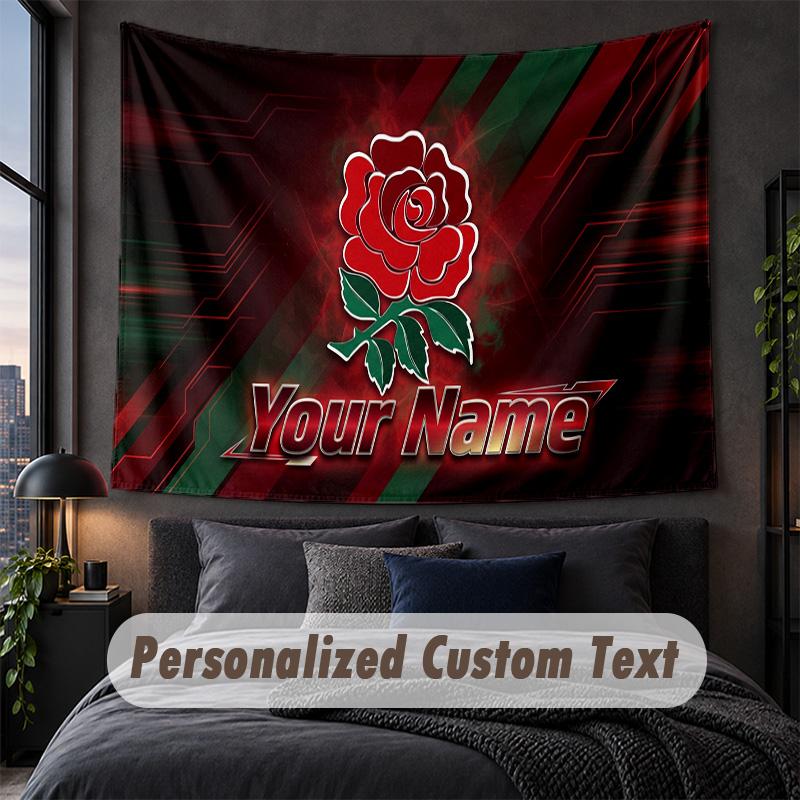 Custom Name Text Tapestry,England Rugby Decorative Wall Hanging, Background Tapestry For Home Bedroom